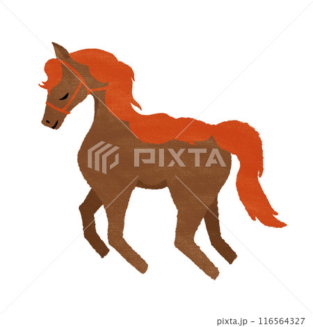 馬（茶色とオレンジ）テクスチャ有 116564327