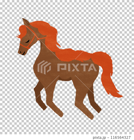 馬（茶色とオレンジ）テクスチャ有 116564327