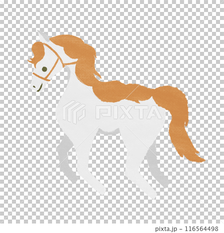 馬（白とオレンジ）テクスチャ有 116564498