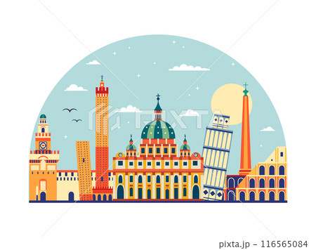 Travel Italy and Vatican Banner with Landmarks 116565084