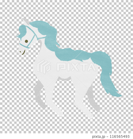馬（白と水色）テクスチャ有 116565493