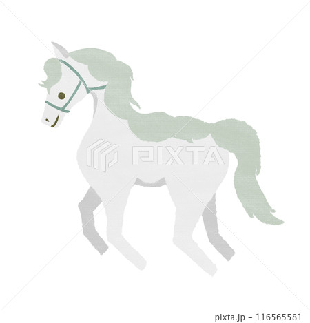 馬（白と水色）テクスチャ有 116565581