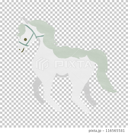 馬（白と水色）テクスチャ有 116565581