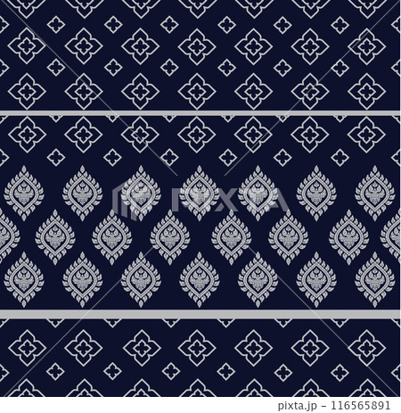 blue Line thai art seamless pattern background 116565891