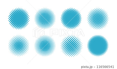 ドット・ハーフトーンの円セット　ベクター　コレクションAbstract dot circle, 116566541