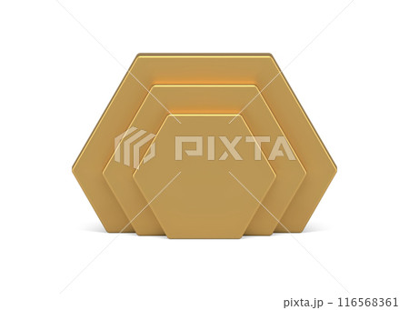 Golden polygonal vertical wall multilevel geometric 3d element foundation realistic vector 116568361