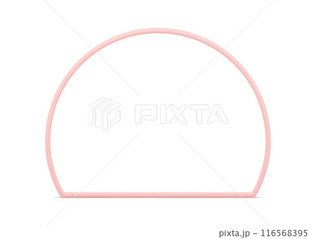 Pink semicircle geometric border half round minimalist foundation 3d decor element vector 116568395