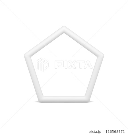 White pentagonal geometric frame architecture basic foundation 3d glossy element realistic vector 116568571