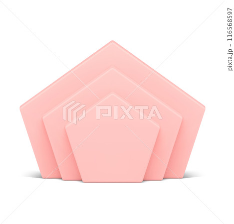 Pink pentagon level vertical wall geometric platform basic foundation front view realistic vector Pink pentagon level vertical wall geometric platform basic foundation front view realistic vector 116568597