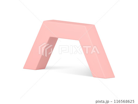 Pink angled arch geometric construction pedestal 3d decorative basic foundation realistic vector Pink angled arch geometric construction pedestal 3d decorative basic foundation realistic vector 116568625
