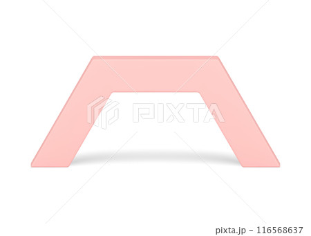 Pink geometric 3d arch podium angled entrance gate front view realistic vector illustration 116568637