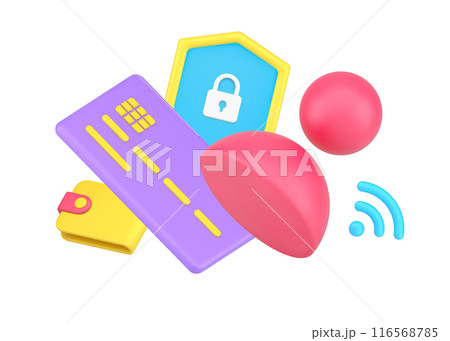 Security of personal financial identification information banking e money with wallet and skittle 116568785