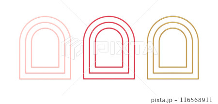 Collection realistic multilevel vertical arch semi circle contour geometric shape 3d template vector Collection realistic multilevel vertical arch semi circle contour geometric shape 3d template vector 116568911