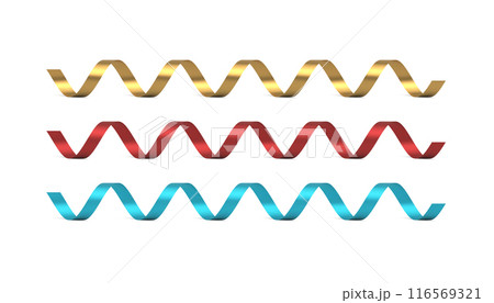 Holiday glossy golden greeting swirl ribbon collection congratulation festive bright decor 3d vector 116569321