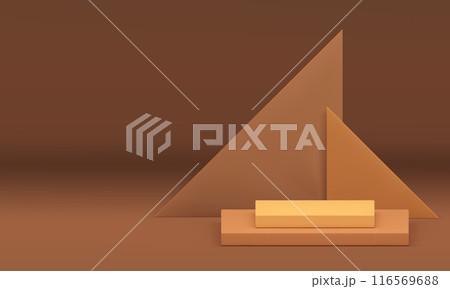 Beige neutral 3d podium pedestal geometric showroom promo space realistic vector illustration Beige neutral 3d podium pedestal geometric showroom promo space realistic vector illustration 116569688