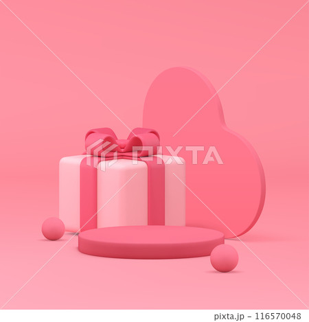 Pink 3d podium pedestal mock up for cosmetic product show presentation realistic vector 116570048