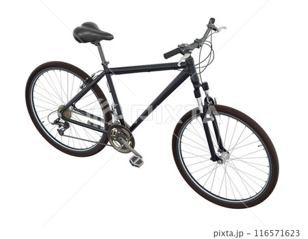 Black bicycle, side top view isolated on white background, 3D illustration 116571623