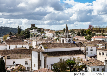 View of Obidos with renaissance Church of Saint Mary, Santa Maria at Obidos, Portugal View of Obidos with renaissance Church of Saint Mary, Santa Maria at Obidos, Portugal 116572024
