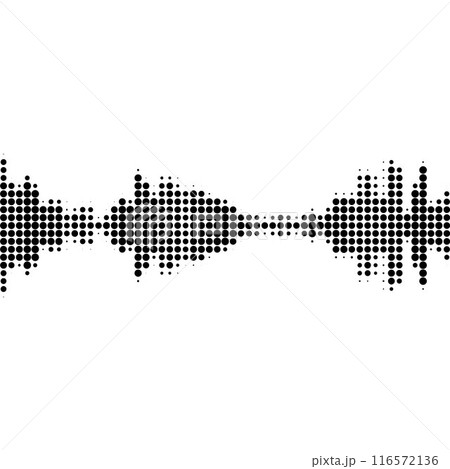 Vector sound wave with pixel particles for design. Isolated background. Vector sound wave with pixel particles for design. Isolated background. 116572136