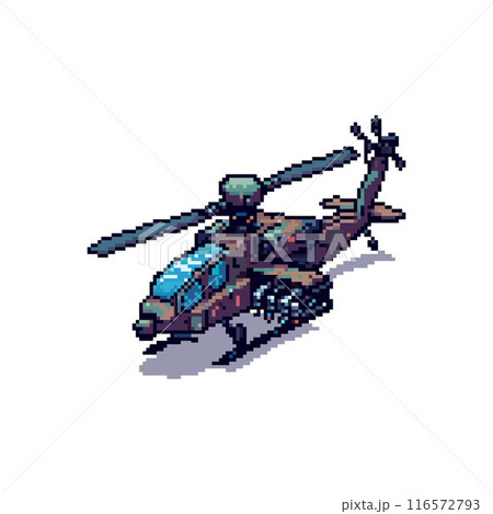 Pixel art military helicopter vibrant colors...のイラスト素材 [116572793] - PIXTA