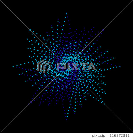 blue-blue snowflake on a black background, holiday, winter, New Year, abstraction from multi-colored circles 116572811