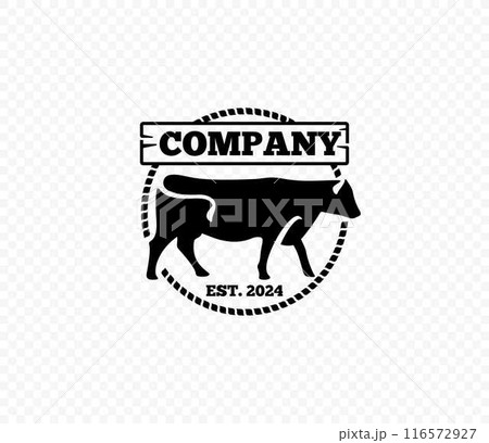 Vector vintage emblem with cow silhouette Vector vintage emblem with cow silhouette 116572927