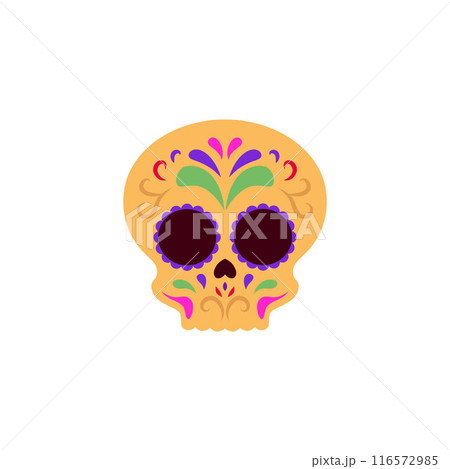 Dia de los Muertos. Yellow festive sugar skull. Dia de los Muertos. Yellow festive sugar skull. 116572985