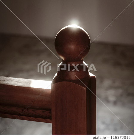 Wooden baluster close-up Wooden baluster close-up 116573813
