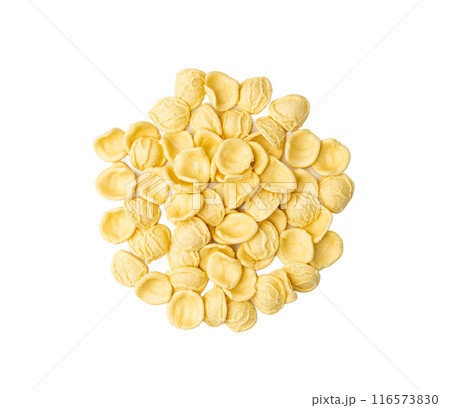 Raw Orecchiette Pasta, Homemade Dry Macaroni, Italian Recchietedde Raw Orecchiette Pasta, Homemade Dry Macaroni, Italian Recchietedde 116573830