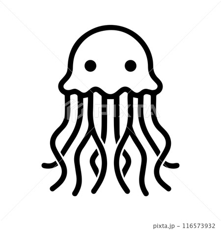 Jellyfish icon or modern line symbol. Vector line art and icon design with bold outline. Black and white Pixel Perfect minimalistic symbol isolated white background. Silhouette simple thin sign Jellyfish icon or modern line symbol. Vector line art and icon design with bold outline. Black and white Pixel Perfect minimalistic symbol isolated white background. Silhouette simple thin sign 116573932