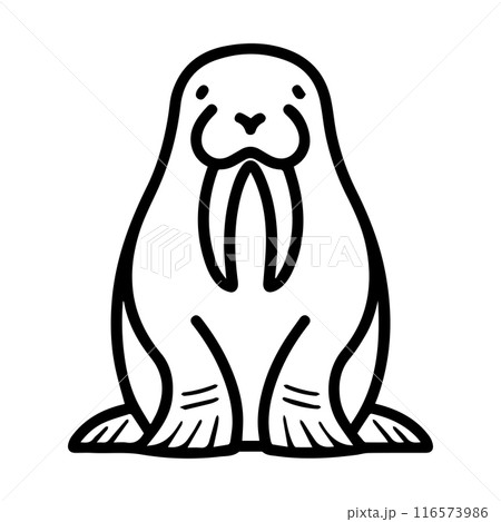 Walrus icon or modern line symbol. Vector line art and icon design with bold outline. Black and white Pixel Perfect minimalistic symbol isolated white background. Silhouette simple thin sign 116573986