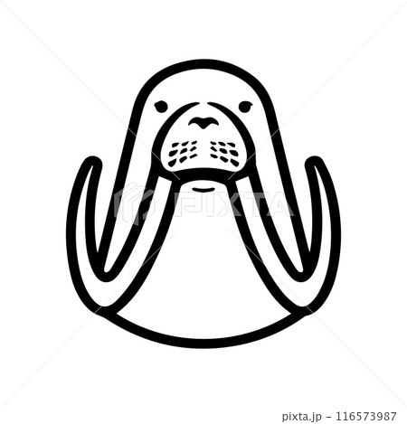 Walrus icon or modern line symbol. Vector line art and icon design with bold outline. Black and white Pixel Perfect minimalistic symbol isolated white background. Silhouette simple thin sign 116573987
