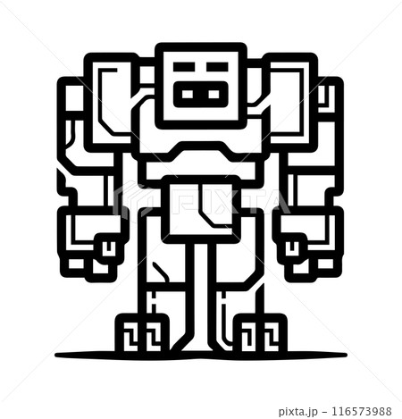 golem icon or modern line symbol. Vector line art and icon design with bold outline. Black and white Pixel Perfect minimalistic symbol isolated white background. Silhouette simple thin sign 116573988