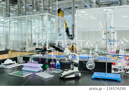 Part of modern laboratory with workplace Part of modern laboratory with workplace 116574290
