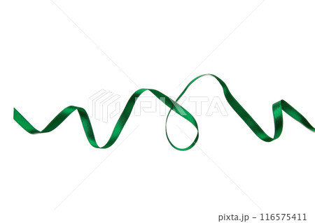 Green ribbon on white background with clipping path. Green ribbon on white background with clipping path. 116575411