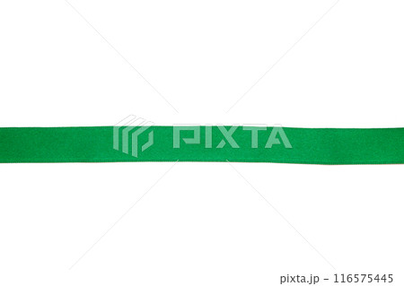 Green ribbon on white background with clipping path. 116575445