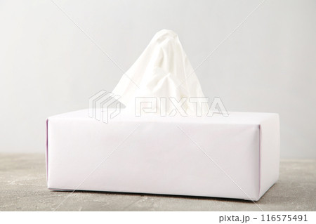 Tissue box on grey background. Top view 116575491