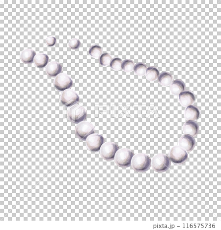 Pearl necklace in watercolor illustration. Hand drawn watercolor beads for fashion illustrations, cards, beauty blogs. The composition is isolated from the background 116575736