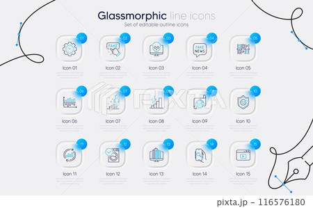 Set of Enterprise, Video content and Consumption growth line icons for web app. Update data, Confirmed, Stats icons. Washing machine, Cyber attack, Fake information signs. Search app. Vector Set of Enterprise, Video content and Consumption growth line icons for web app. Update data, Confirmed, Stats icons. Washing machine, Cyber attack, Fake information signs. Search app. Vector 116576180