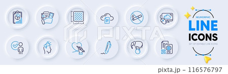 Elephant on ball, Social care and Square meter line icons for web app. Pack of Signature, No smoking, Cloud computing pictogram icons. Brand ambassador, Qr code, Rent car signs. Vector Elephant on ball, Social care and Square meter line icons for web app. Pack of Signature, No smoking, Cloud computing pictogram icons. Brand ambassador, Qr code, Rent car signs. Vector 116576797