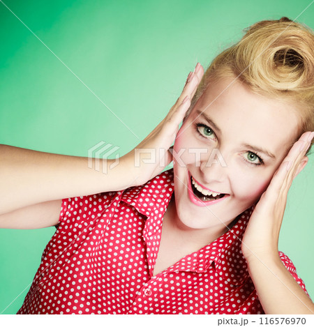 Shocked lovely pin up young girl 116576970