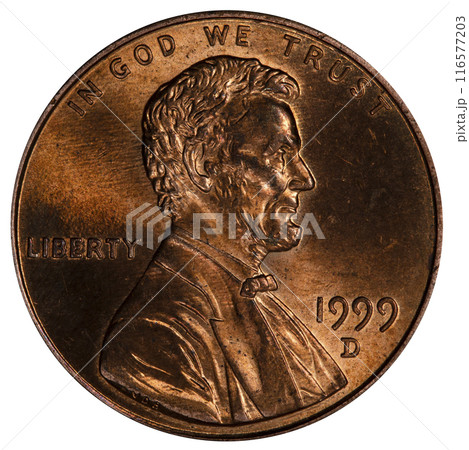 one cent USA, coin isolated on white background 116577203