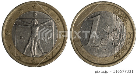 one euro, coin isolated on white background one euro, coin isolated on white background 116577331