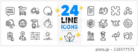 Icons set of Zinc mineral, Fake news and Gears line icons pack for app with Student, Clipboard, Puzzle thin outline icon. File, Certificate, Medical mask pictogram. Car charge, Hearing. Vector Icons set of Zinc mineral, Fake news and Gears line icons pack for app with Student, Clipboard, Puzzle thin outline icon. File, Certificate, Medical mask pictogram. Car charge, Hearing. Vector 116577575