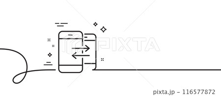 Phone Communication line icon. Continuous one line with curl. Incoming and Outgoing call sign. Conversation or SMS symbol. Phone Communication single outline ribbon. Loop curve pattern. Vector Phone Communication line icon. Continuous one line with curl. Incoming and Outgoing call sign. Conversation or SMS symbol. Phone Communication single outline ribbon. Loop curve pattern. Vector 116577872