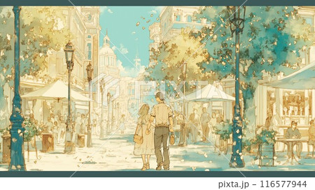 街を歩くカップル 街を歩くカップル 116577944