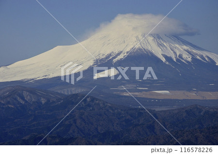 丹沢の檜洞丸より 雲被る富士山 丹沢の檜洞丸より 雲被る富士山 116578226