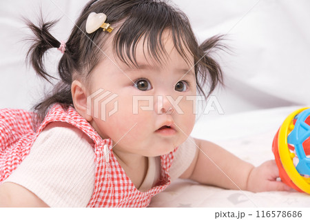 【はいはいを始めるツインテールの赤ちゃん】 【はいはいを始めるツインテールの赤ちゃん】 116578686