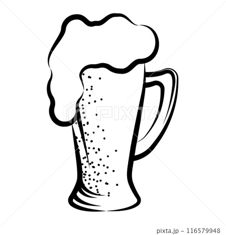 Sketch of a beer glass with foam Vector illustration 116579948