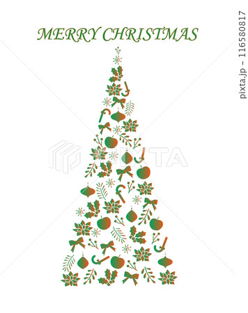 緑とオレンジのグラデーション、クリスマスツリーのカード 緑とオレンジのグラデーション、クリスマスツリーのカード 116580817